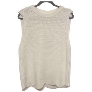 J. Crew Cotton Sleeveless Sweater - Scalloped Hem Crewneck Summer Top Blouse